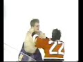 matthew barnaby goes after claude lemieux and a scrum ensues.  rob ray then gets ahold of lemieux and the scrum starts again.  ray then pounds lemieux.  i have no idea why ray needed to take his jersey off to fight lemieux though.