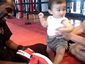 Mikah Menor hitting the pads