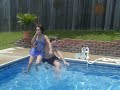 a surprise jump into the pool!