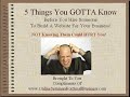 5 Things You GOTTA Know Part 1