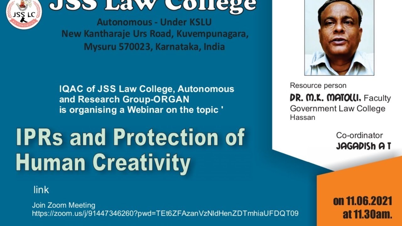 Webinar on IPRs & Protection of Human Creativity