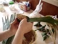 Making Zongzi - Another view of the Wrapping