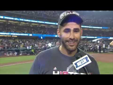 Video: J.D. Martinez 2018 World Series On Field Celebration Interview