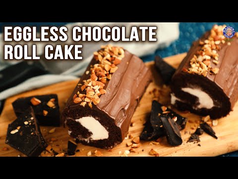 How To Make Chocolate Swiss Roll At Home | Eggless Chocolate Roll Cake | Ice Cream Cake Recipe