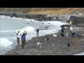 初山別村風連別川河口海岸のサケ釣り