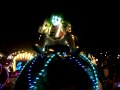 this is the very beginning of the magic kingdom's nighttime light parade, spectromagic. 

this part includes the trumpeteers, the spectromen, the logos, and, of course, mickey mouse.