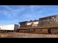 4-way train meet at Staunton, IL with Brand New UP GEVO 7496!!!! (12/01/2011)