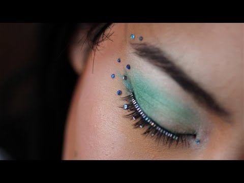 how to attach rhinestones to face