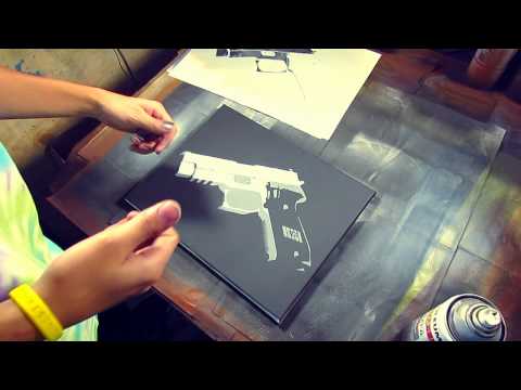 SPRAYING - I show you how I spray a painting from start to finish. I go over spray adhesive, spraying paint, lining up layers, islands, drying time, and more. Artwork f...