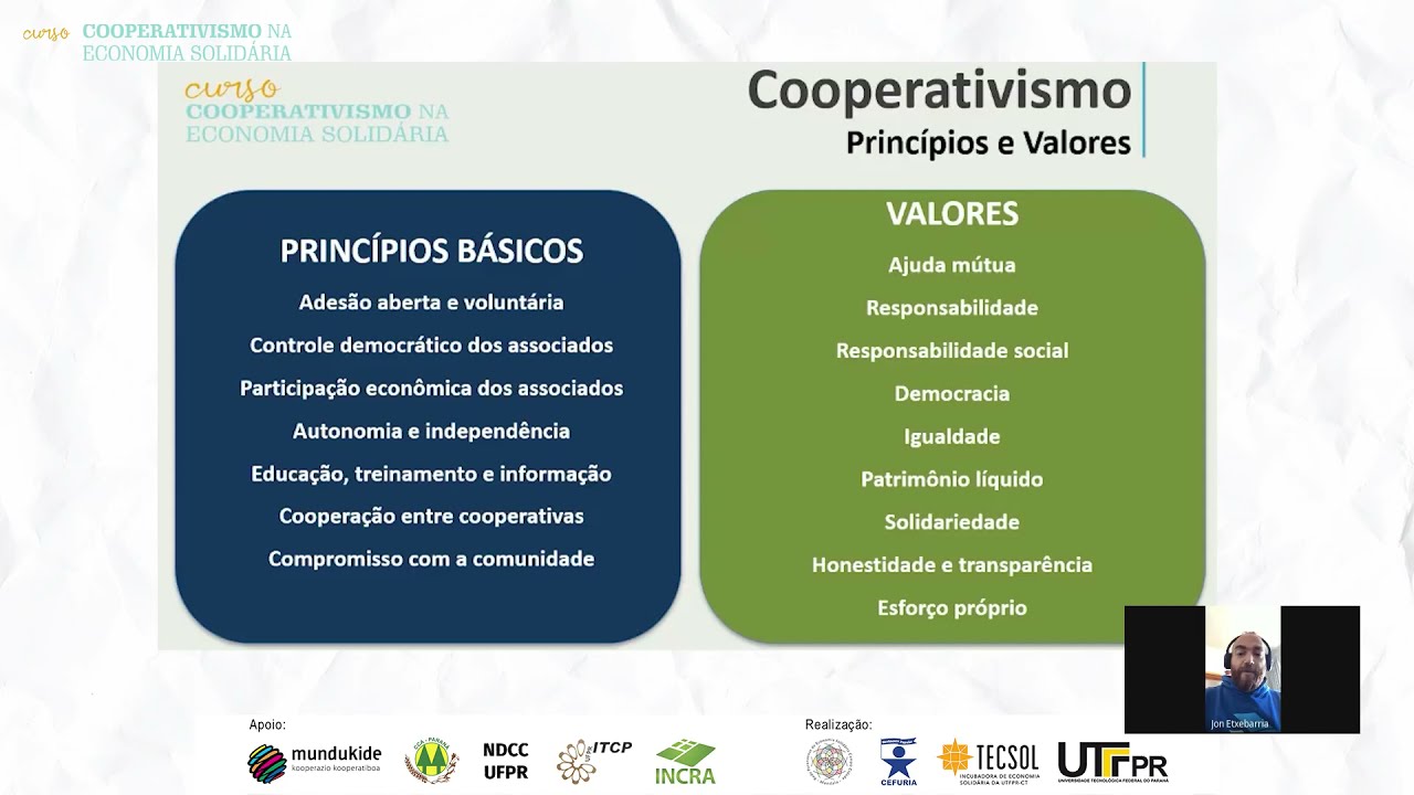 Encontro 02 - Curso de Cooperativismo na Ecosol - (24/05/2021)