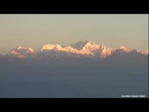 Time lapse shot of sunrise on Kanchenjunga peak 