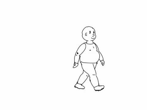 2d fat man walk cycle animation video clip