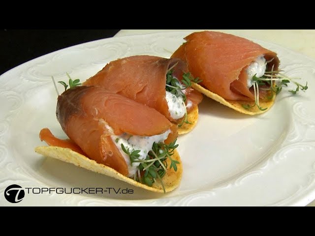 Gefüllte Lachsröllchen auf Stapelchips | Fingefood | Topfgucker-TV