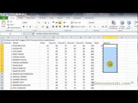 how to use the rank function in excel