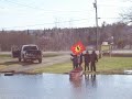 Young and older warriors of the Maliseet Nation @ Tobique bring water to the stranded flood victim of Wabanaki Creations due to the 08 flood on the wolastoq or St. John river.