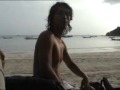 crazy fun gay Poekie dancing and talk crazy on the beach in Thailand, holiday Jan Chris Alex Ray