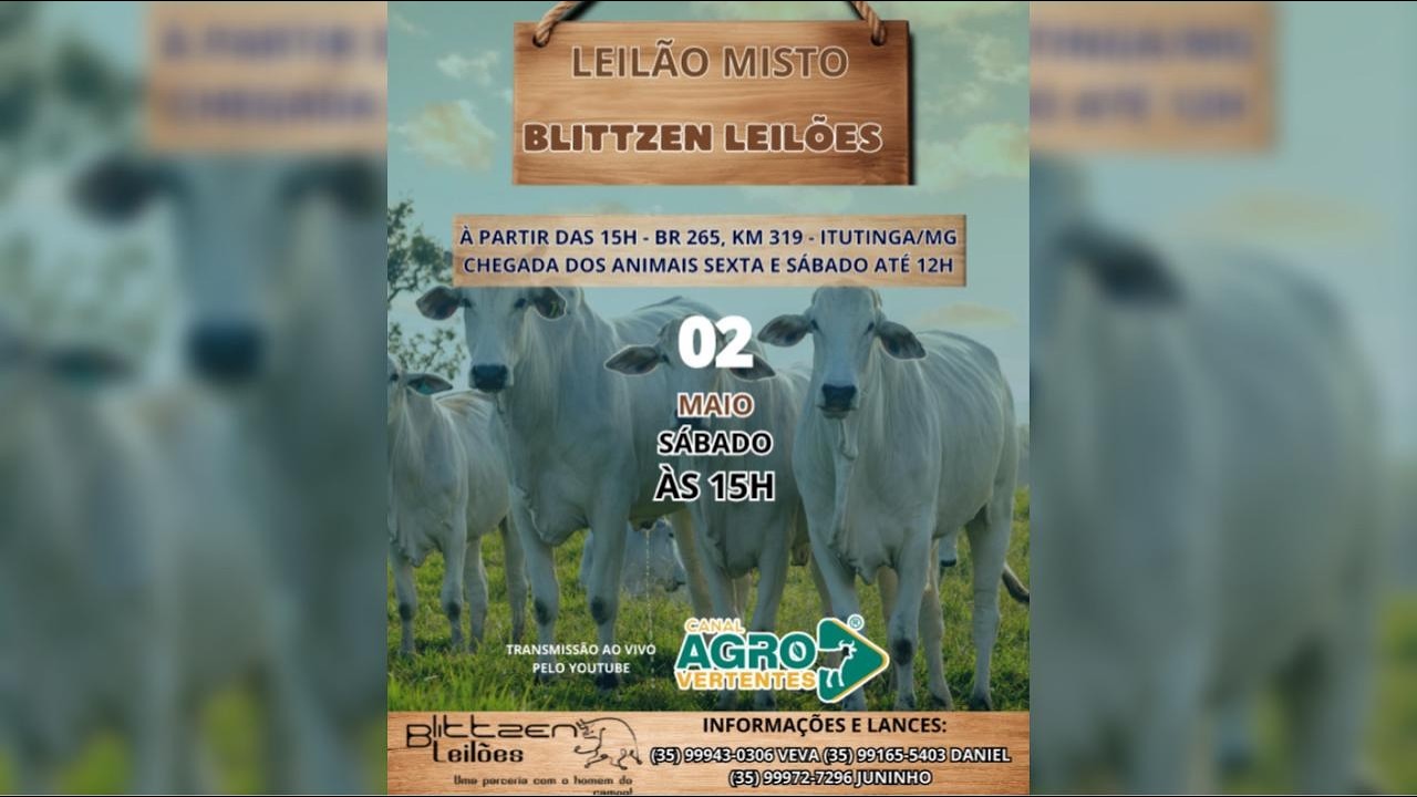 LEILÃO MISTO BLITTZEN LEILÕES  - ITUTINGA/MG - 02/05/2026