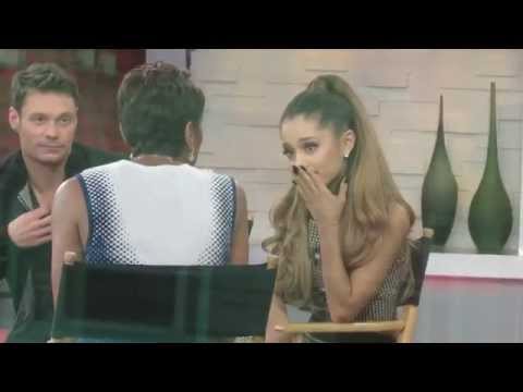 Ariana Grande looking sad at Good Morning America after her grandpa passing
