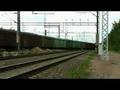 Long mixed russian freight train departing from Kouvola st.