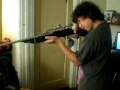 At Andres house Shooting a Air Sniper BB Gun