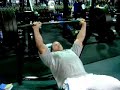 following dc training, justin harris incline benches 315 for 12 reps.