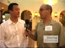 dave mcclure of 500hats and startup2startup interviews hotornot co-founder, james hong, after hong's speech at the startup2startup dinner on july 31 in palo alto.