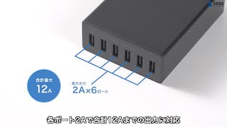 [USB充電器（6ポート・合計12A）の紹介]