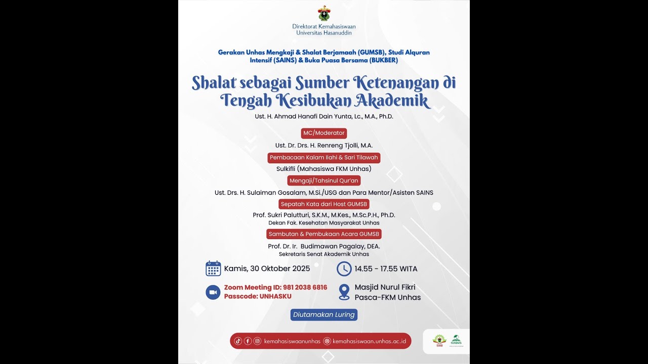 Gerakan Unhas Mengkaji dan Shalat Berjamaah TA 2025/2026