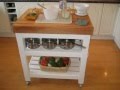 HAND MADE ITALIAN STYLE BUTCHERS BLOCK TABLE / TROLLEY KITCHEN ISLAND WITH OILED BEECH WORKTOP