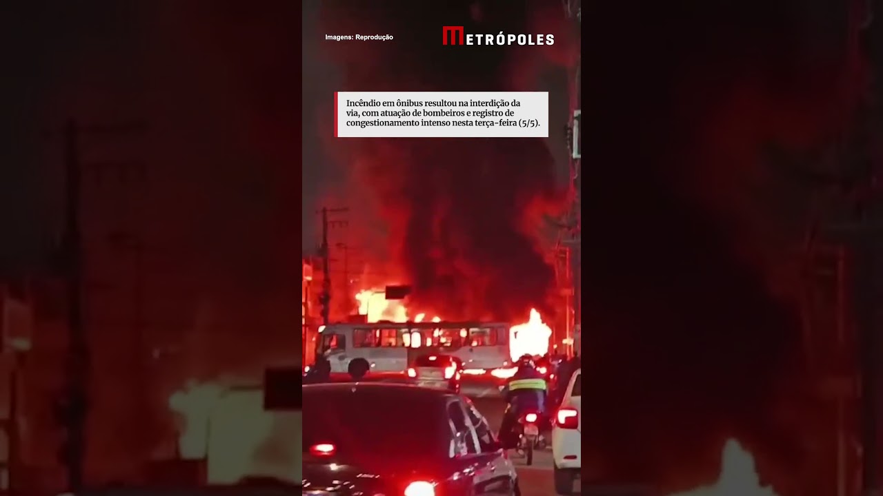 Ônibus são incendiados em manifestação e interditam vias de Guarulhos DM
