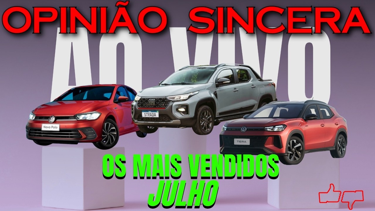 Carros mais vendidos de julho de 2026, novo Jeep Avenger e mais! Venha tirar suas dúvidas ao vivo