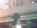 juggling with knives while balancing on a ladder   