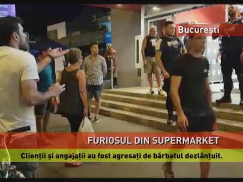 Un bărbat agresiv a atacat angajații și clienții unui supermarket din București