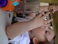 Zack eating daddy's chocolate milkshake in Jerusalem Mamilla mall Cafe Cafe Aug 25, 2009