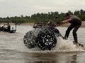 GOIN DEEP!! EXTREME WATER WHEELIES - HONDA ACTION in Strong River Current