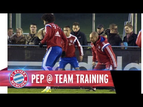 Pep Guardiola trains with the team
