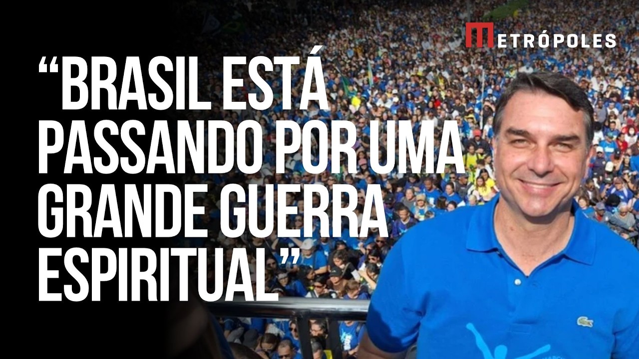 Flávio Bolsonaro diz que Brasil passa por “guerra espiritual” durante Marcha para Jesus