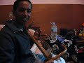 Mandefro - a young Azmari musician living in Kasanchis in Addis Ababa - playing a traditional tune on the masenko (one string Ethiopian violin.)