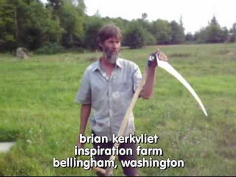 Scythe.SG - http://www.permies.com Brian Kerkvliet of Inspiration Farm in Bellingham, Washington shows off his scythe with a homemade snath. His side job is not really b...