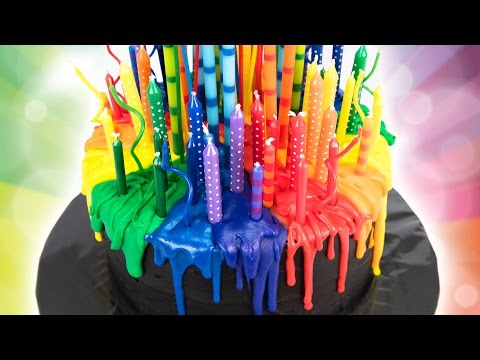Melting Candle Rainbow Cake (Birthday Cake) from Cookies Cupcakes and Cardio