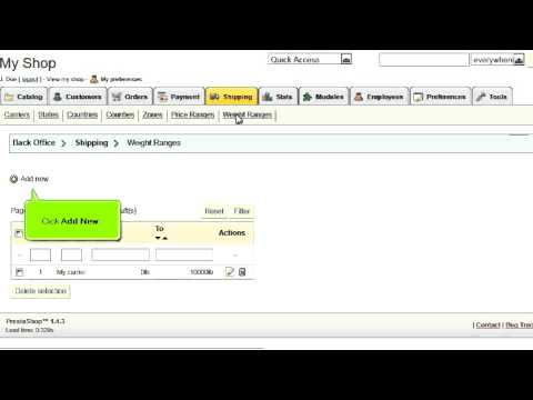 how to setup shipping in prestashop