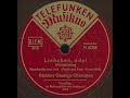 telefunken master 20172, rec. berlin, october 1934.
kurt richter (tenor & g), hans hahn (tenor & g), heinz d�wert (baritone & g), erwin teichmann (bass & g).
this group started about 1930, at first calling themselves ?die vier wedding boys after the part of berlin where they worked as street musicians. after continuously working the backyards for about two years, the group was invited to do some radio broadcast that in turn led to a first recording contract. after the first successes of the group tenor richter decided to turn professional, which made a change of their line-up inevitable - in fact, none of the original musicians except richter (who now also gave his name to the ensemble) remainded. between 1933 and 1939 the group was a big success with the more conservative crowd, mainly singing folk songs and the kind of repertoire that proved to be popular on the streets in their starting years. rarely were they featured on dance band records, and they generally avoided more uptempo material. yet they were popular not only in germany, but also toured italy and poland with considerable success. they disbanded when the war started, at that time having recorded more than 250 titles. kurt richer, who never had a new band after the war, died in east berlin in 1984.
this song is fairly typical of the richters style. as with many telefunken discs of the cheap ?musicus series, pressing and master quality is lousy with lots of hiss, but as ive been asked to upload this particular song (one of their rarer discs), i thought id comply.