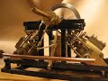 Oscillating twin cylinder steam engine with Stephenson gear Oscillating twin cylinder steam engine with Stephenson gear