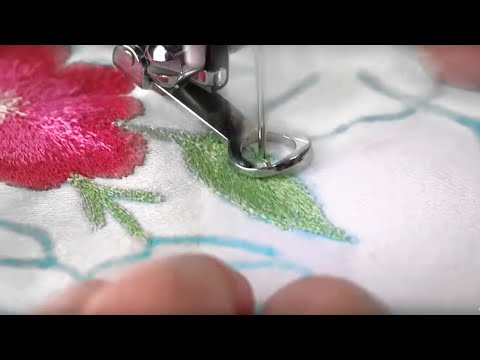 Sewing Machine - Use a darning embroidery foot for repairing holes or torn areas. It can also be used for free motion embroidery, stipple quilting and monograms. Learn how to...
