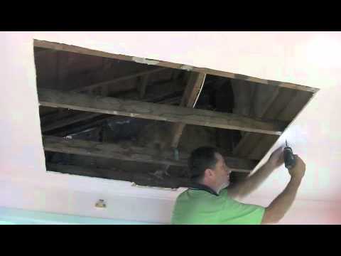plaster repair - How to repair water damaged-sagging ceiling drywall plaster.