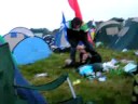 Wrestling at the Download campsite....