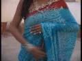 Aqua Blue Pure Georgette Bandhej Saree with Blouse