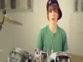 Justin Bieber playing the drums.