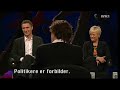 Dylan Moran on a Norwegian chat show, 14.10.2005.In the intro the host says something like: Next up is Irish, Dylan Moran, one of Europes hottest comedians at the moment. He's also appeared in television series and movies such as Notting Hill. He is in Norway to do shows in Oslo and Bergen this weekend. Here is a clip of Dylan Moran on the stage.He is appearing together with the current Norwegian Prime Minister, the Minister of Finance and the Minister for Local Government and Regional Development.Sorry about the choppy sound between minutes 6 and 7 - but what she said is so ridiculous that it's probably for the best..Clip belongs to NRK - No copyright infringement intended