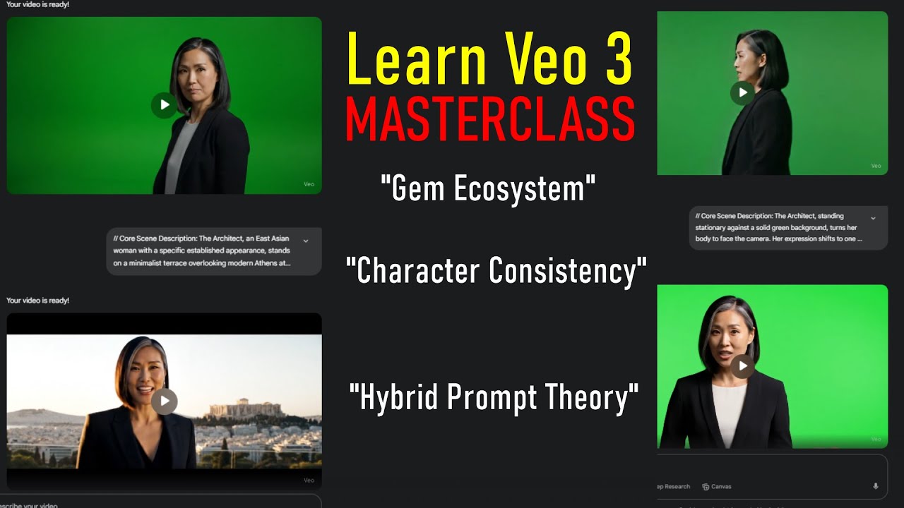 Veo 3 MASTERCLASS - Character Consistency - Gem Ecosystem - "Hybrid Prompt Theory"